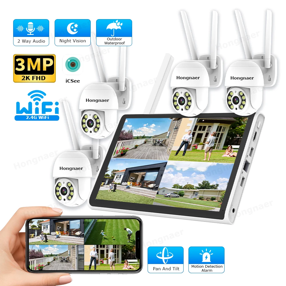 Home Security With Camera - 2026 Hongnaer 3MP 4 Kanallı WiFi