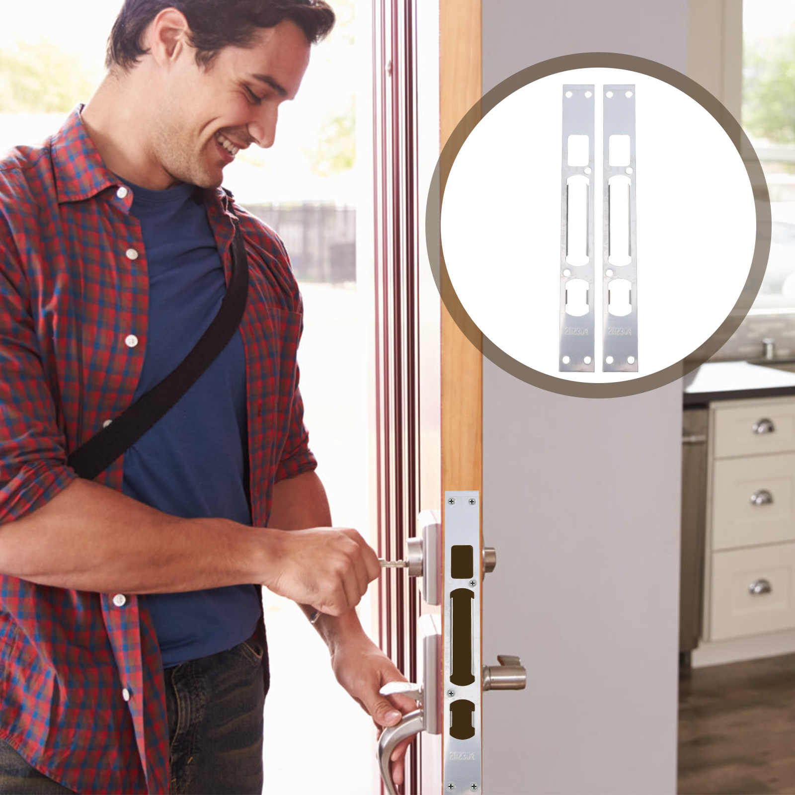 Door Reinforcer Kit - 6 Adet Demir Kapı Kilit Plakası