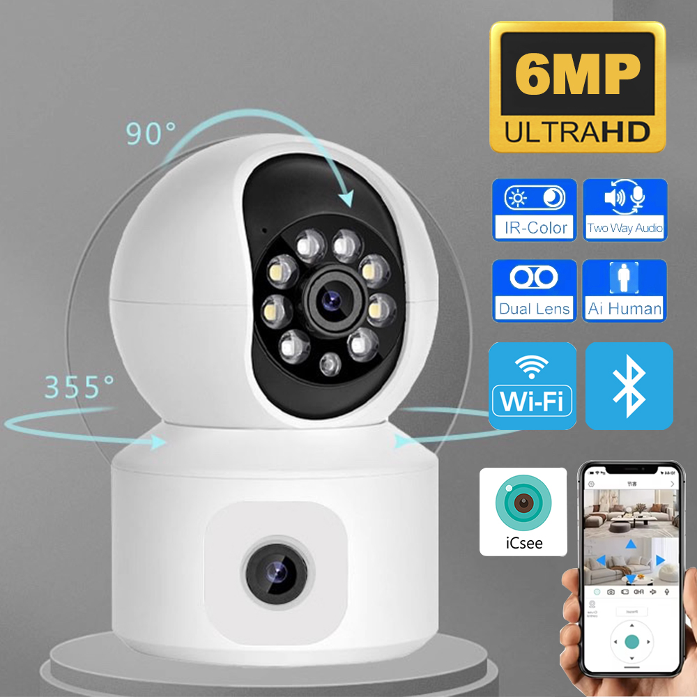 6MP ICSEE WiFi IP Kamera Çift  - Home Security Camera Xiaomi incelemesi ve fiyatı